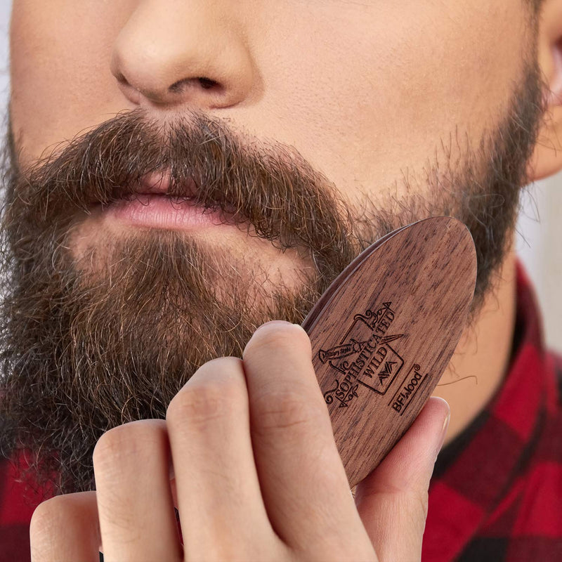 BFWood Pocket Beard Brush - Medium Firmness Natural Boar Bristle Mustache & Travel friendly Mini beard brush