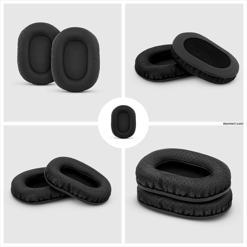 BRAINWAVZ Perforated Replacement Earpads for Sony MDR 7506, V6 & CD900ST with Memory Foam Ear Pad & Suitable for Other On Ear Headphones (Black) Black