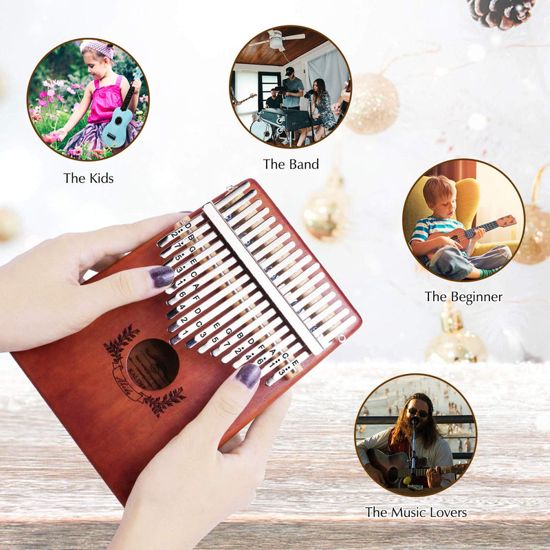 Abida Kalimba 17 Keys Thumb Piano EVA Waterproof Case Study Instruction Tuning Hammer, Solid Finger Piano Mahogany Body Portable Musical Instrument Gifts for Kids and Adult Beginners With Case