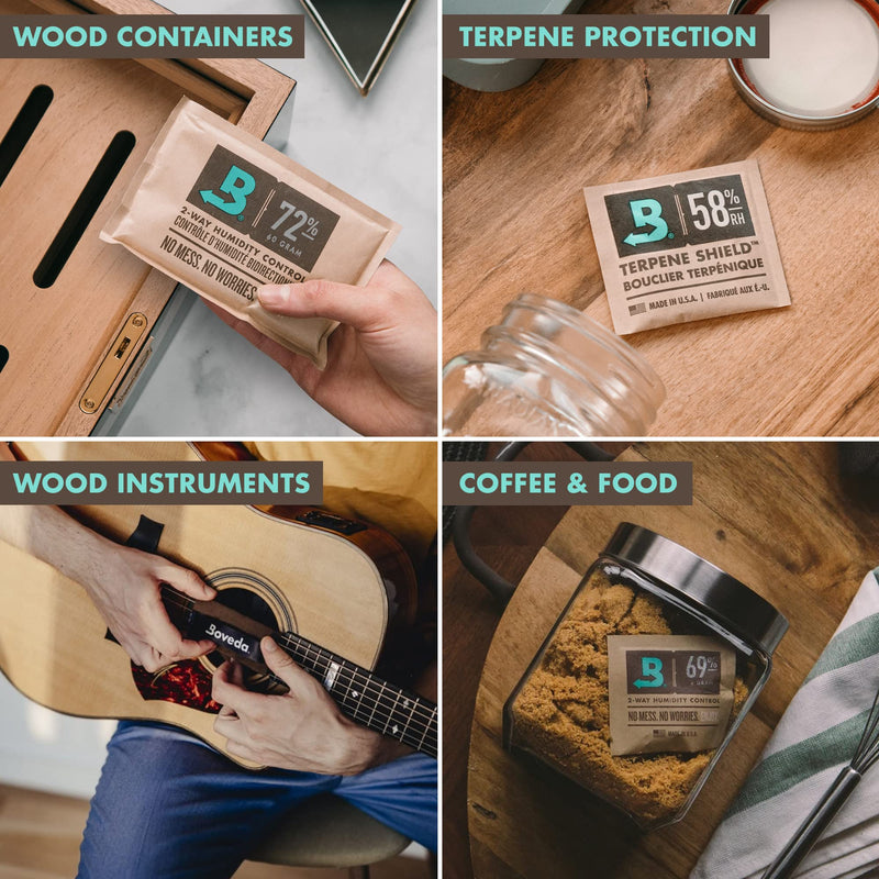 Boveda for Music | 49% RH 2-Way Humidity Control Replacement for Use in Fabric Holder | Size 70 for Fretted and Bowed Wood Instruments | Prevents Cracking and Warping | 12-Count Retail Carton