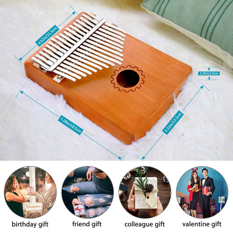 ActFun Kalimba 17 Keys Thumb Piano, Easy to Learn Portable Mahogany Wood Musical Instrument Gifts with Tune Hammer and Study Instruction, for Kids Adult Beginners gear