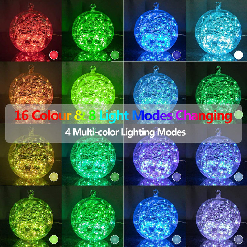 Battery Operated LED Fairy Rope Lights, 5M/16.9Ft 50 LEDs Clear Tube Copper Wire String Lights with Remote Timer [IP68+] Waterproof 16 Colour & 8 Light Modes Changing for Bedroom Christmas Tree Garden