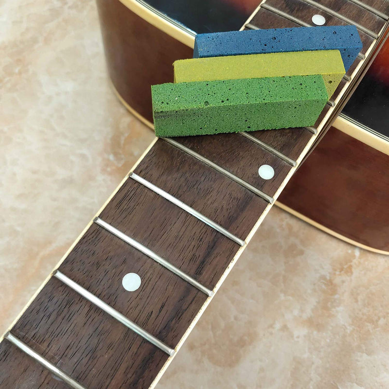 3pcs Fret Erasers Abrasive Rubber Blocks Guitar Fret Polishing Rubbers Set 180/400/1000 Grit 3pcs