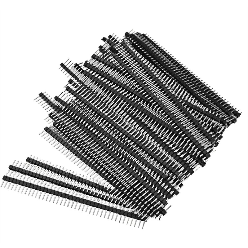 100pcs Male Header Pins, Lystaii Straight Single Row 40 Pin 0.1 Inch (2.54mm) Male Pin Header Connector PCB Board Pin Connector Electronic Component Raw Materials