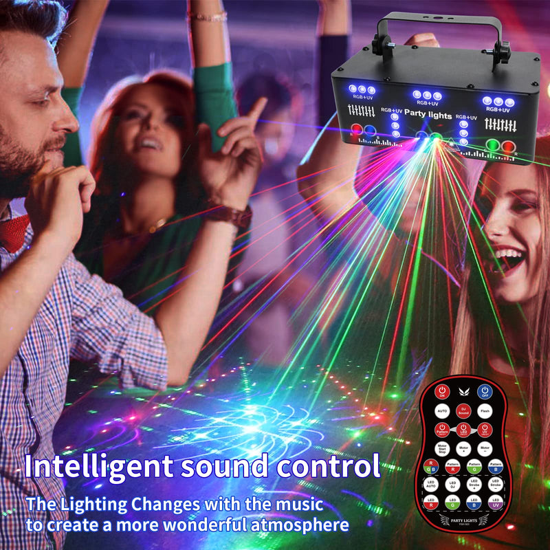 21 Eyes Party Lights Dj Disco Light Strobe Stage Light Sound Activated Laser Llights Projector with Remote Control Led Bar Indoor DMX Music Show RGB KTV Lighting Projector for Parties