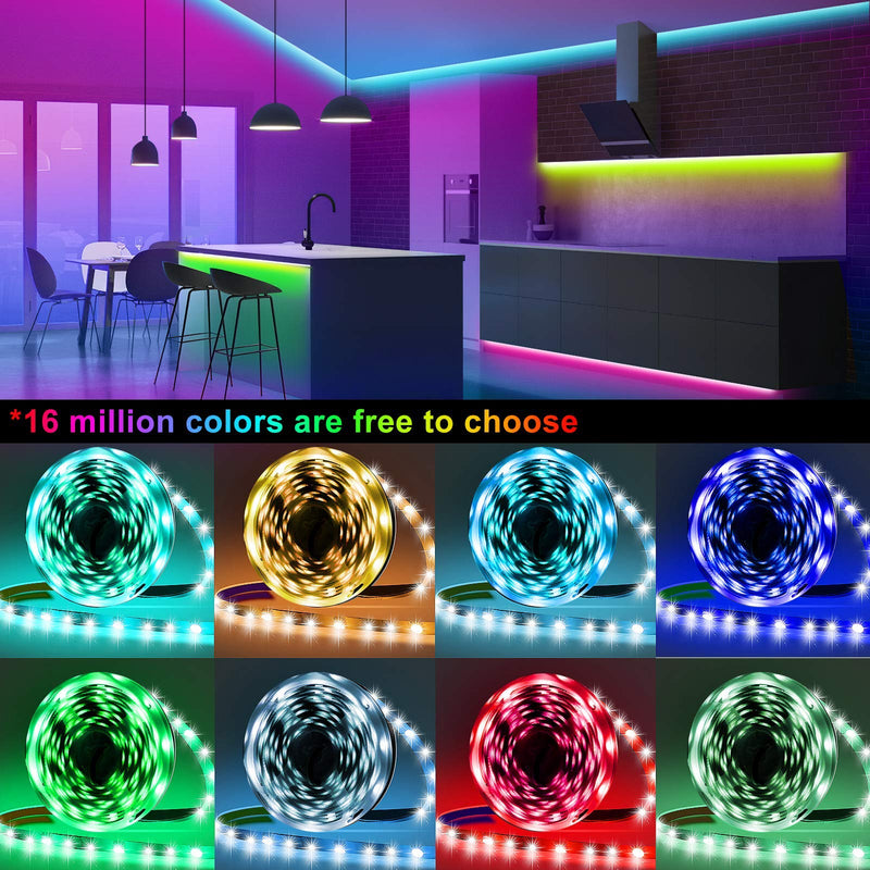 [AUSTRALIA] - Borllyem Led Strip Lights 49.2 Feet, Color Changing Led Light Strip 5050 SMD Rope Lights 44Keys Remote Led Lights for Bedroom Home Party 