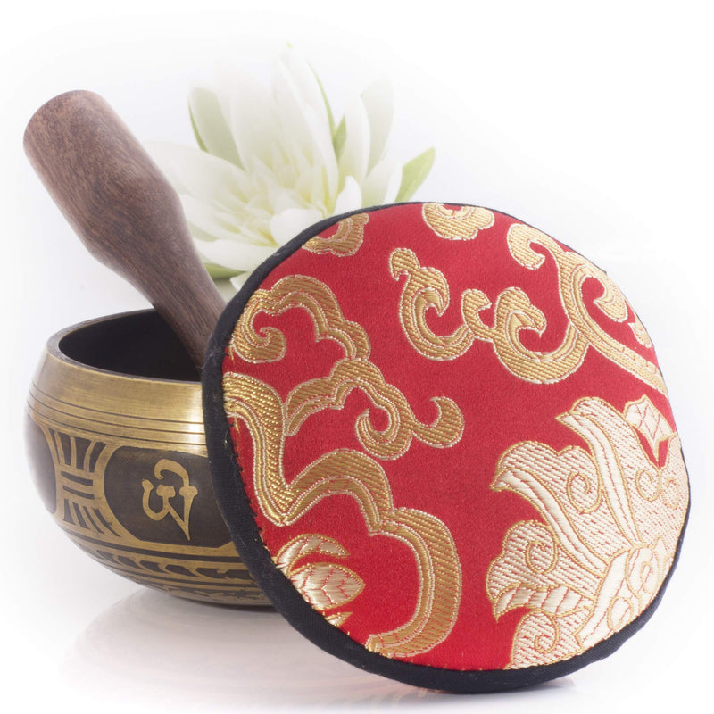 Tibetan Singing Bowl Set — Easy to Play with Cushion & New Dual-End striker for Holistic Healing, Calming & Mindfulness ~ Antique Design