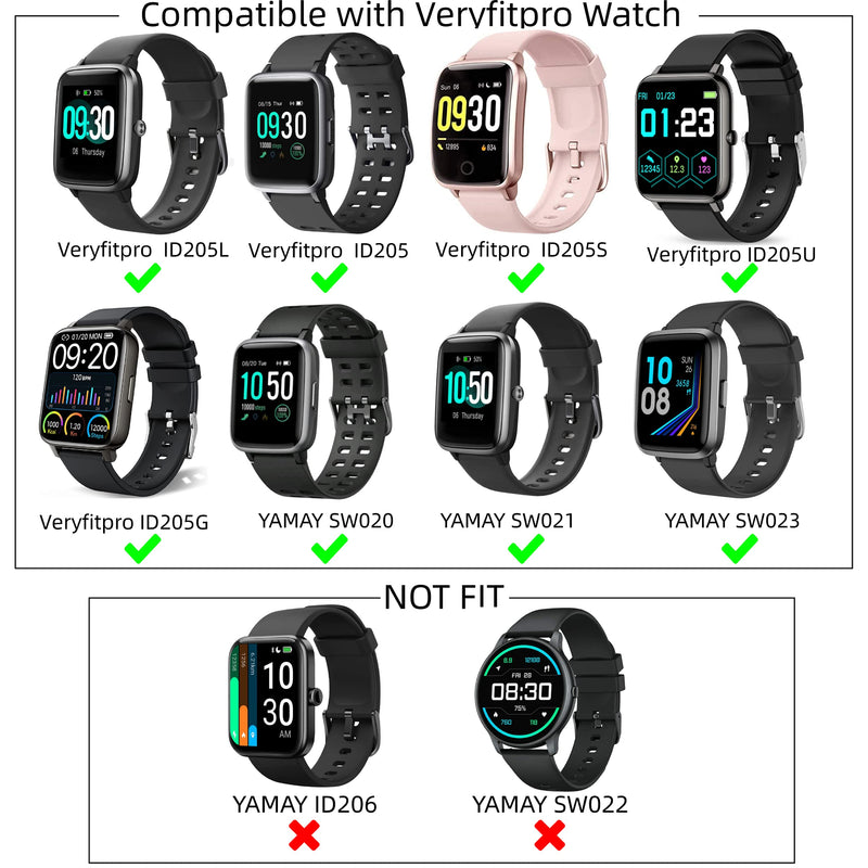Replacement Watch Bands for Veryfitpro ID205L Smart Watch and ID205G,ID205S,ID205U,SW020,SW023,SW025 Smart Watch Silicone Band for Women Men(6Pack) LargeSize#6Pack