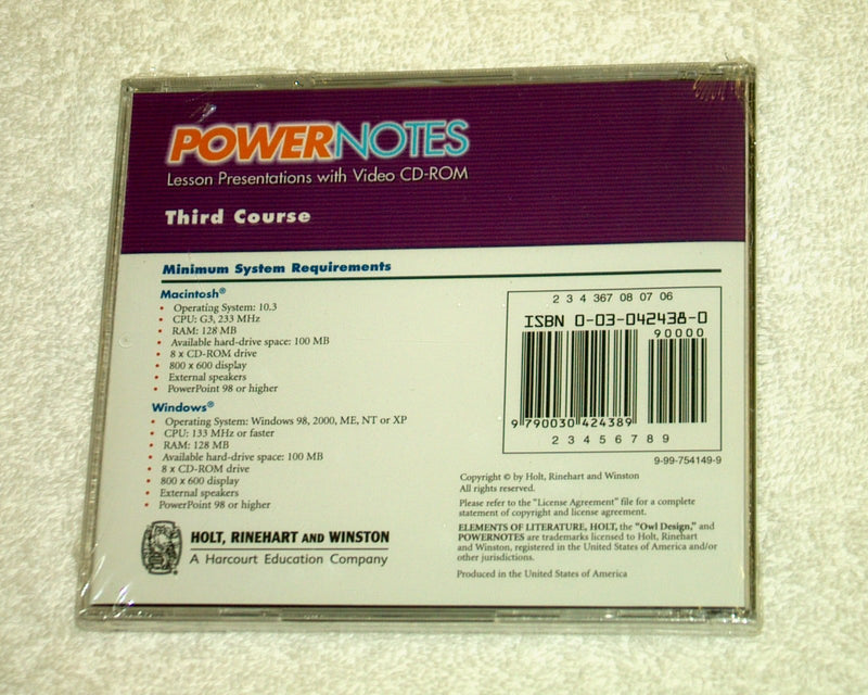 PowerNotes: Lesson Presentations with Video CD-ROM, for Holt Elements of Literature Third Course