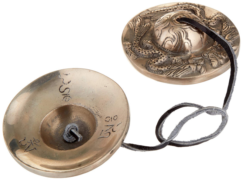 Tibetan Dragon Tingsha Meditation Bell - Dragons Beautifully Embossed on the Surfaces - Hand Tuned & Crafted in Nepal