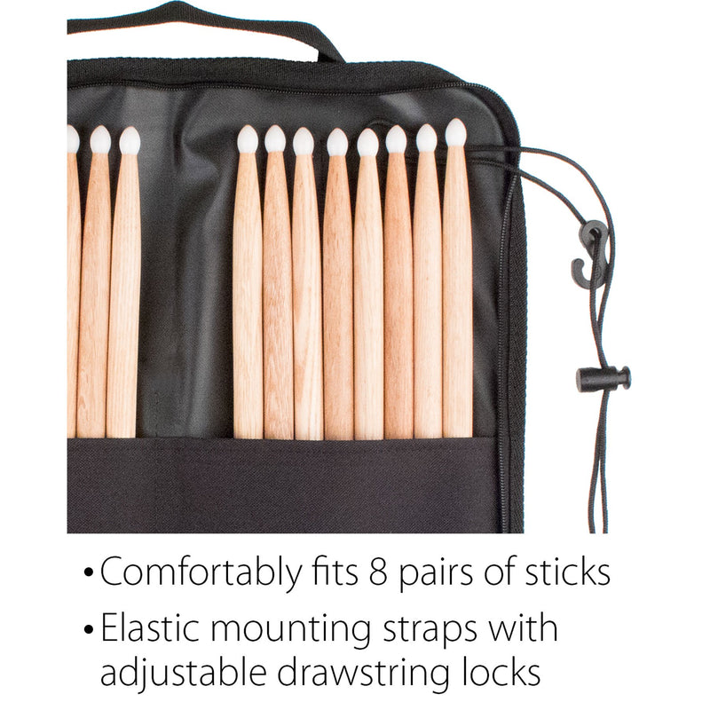 Protec Heavy Ready Series Drum Stick / Mallet Bag for Up to 8 Pairs of Sticks, Model # HR337 Black