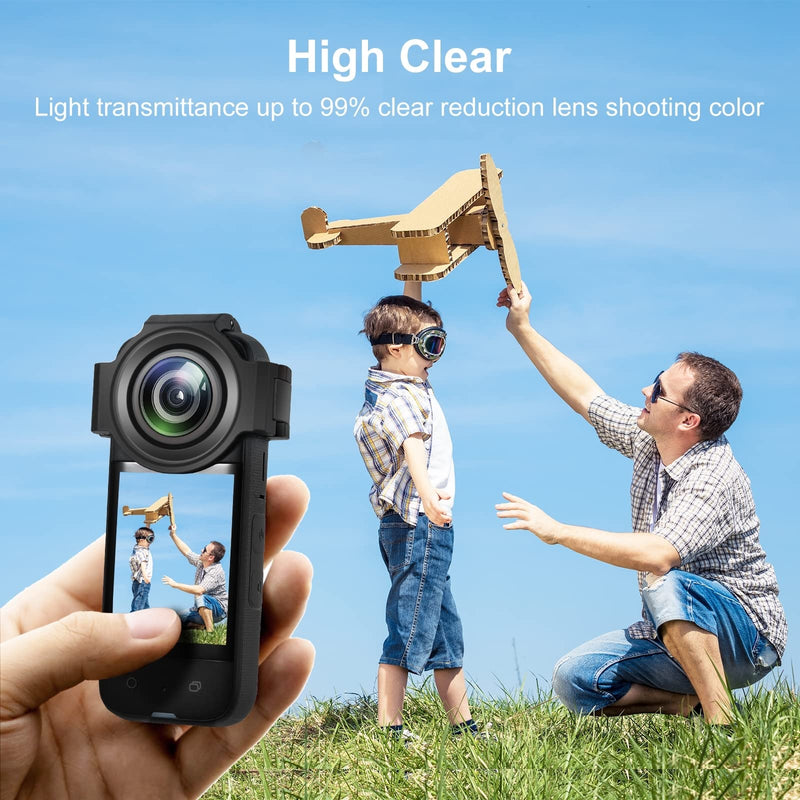 Puluz Lens Guard Compatible for Insta360 X3 Lens Guards Upgrade Optical Glass Lens Cap Protector Anti Scratch Protective Cover 360 Action Camera Accessories