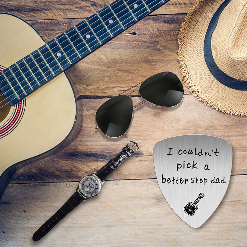 Guitar Pick, I Couldn’t Pick A Better Step Dad, Anniversary Gift for Stepdad Papa Stepfather Musician Guitar Player Birthday Father's Day Thanksgiving Day Christmas Gifts