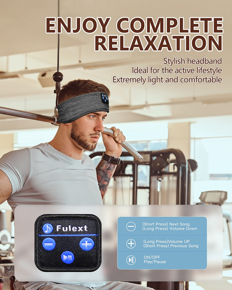 Sleeping Headphones Bluetooth Headband, Perytong Soft Sleep Headphones Headbands,Long Time Play Sleeping Headsets with Built in Speakers Perfect for Workout,Running,Yoga,Travel DarkGray