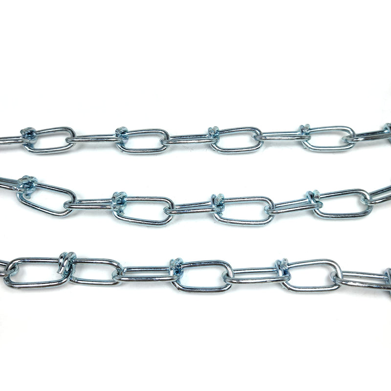 #3 x15ft Zinc-Plated Double Loop Chain, Weldless Link Chain for Hanging Ceiling Fan, Swing, Light, Pots, Utility Chain, Indoor and Outdoor Home Improvement Use. Steel Chain with 90lbs Capacity