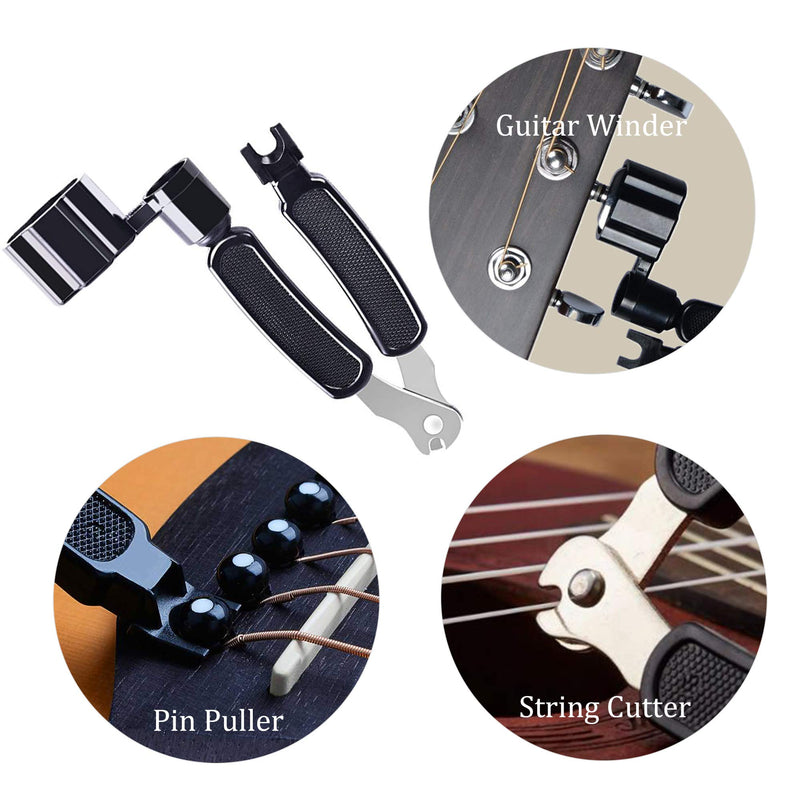 Augshy 65 PCS Guitar Tool Changing Accessories Kit Including Guitar Strings, Guitar Picks, Pick Holder, Capo, String Winder&Cutter, Thumb Finger Picks, Tuner, Guitar Bones, and Storage Bag for Beginne