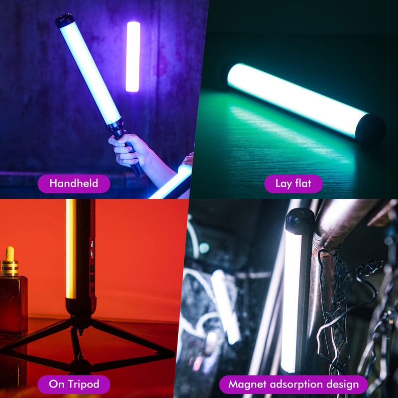 Portable Handheld RGB LED Video Light Wand for Photography with APP Control LED Camera Light 2500-8500K Lights Stick 360°Full Color for TIK Tok and YouTube DSLR Studio Outdoor Video K21