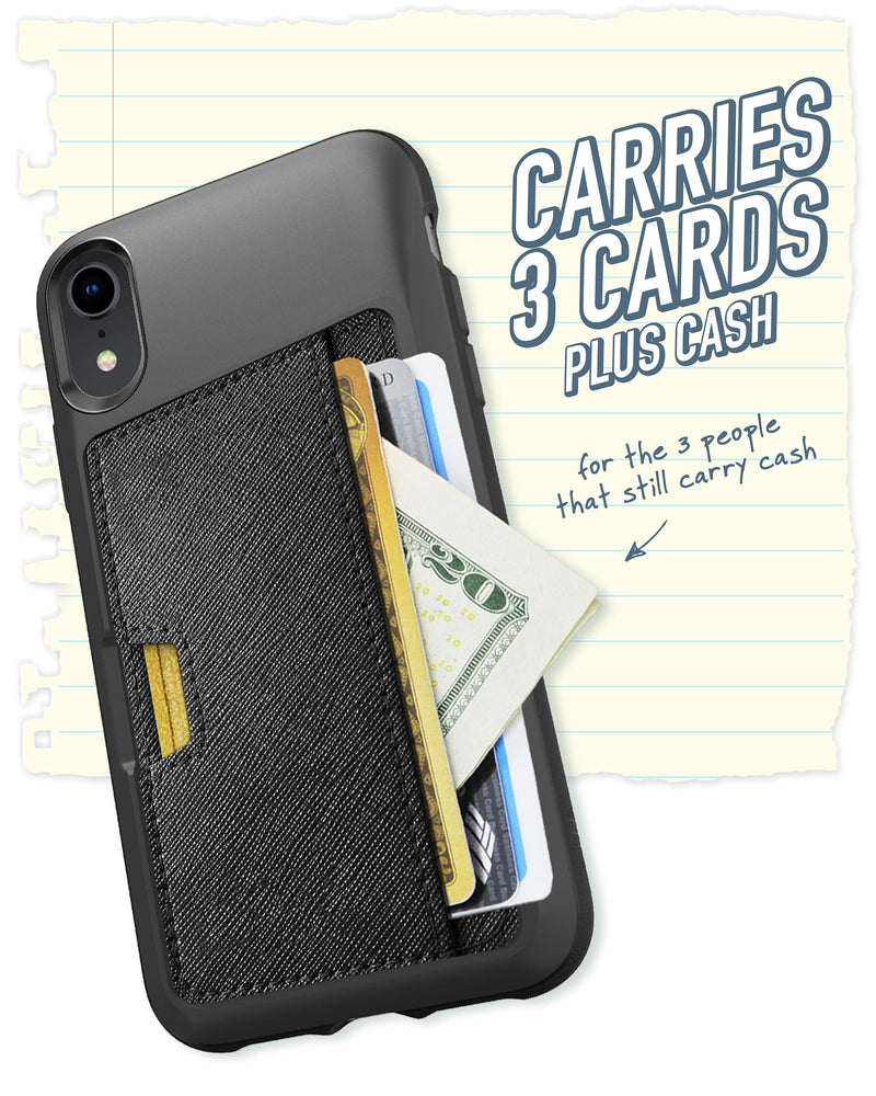 Smartish iPhone XR Wallet Case - Wallet Slayer Vol. 2 [Slim Protective Kickstand] Credit Card Holder for Apple iPhone 10R (Silk) - Black Tie Affair