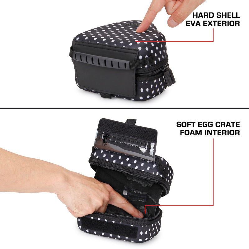 USA GEAR Hard Shell DSLR Camera Case (Polka Dot) with Molded EVA Protection, Quick Access Opening, Padded Interior and Rubber Coated Handle-Compatible with Nikon, Canon, Pentax, Olympus and More Polka Dot - Standard