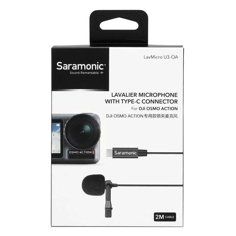 Saramonic Compact Clip-On Omnidirectional Lavalier Microphone Designed for DJI Osmo Action with 6.6ft (2m) Cable & USB-C Connector (LAVMICROU3-OA) For Osmo Action