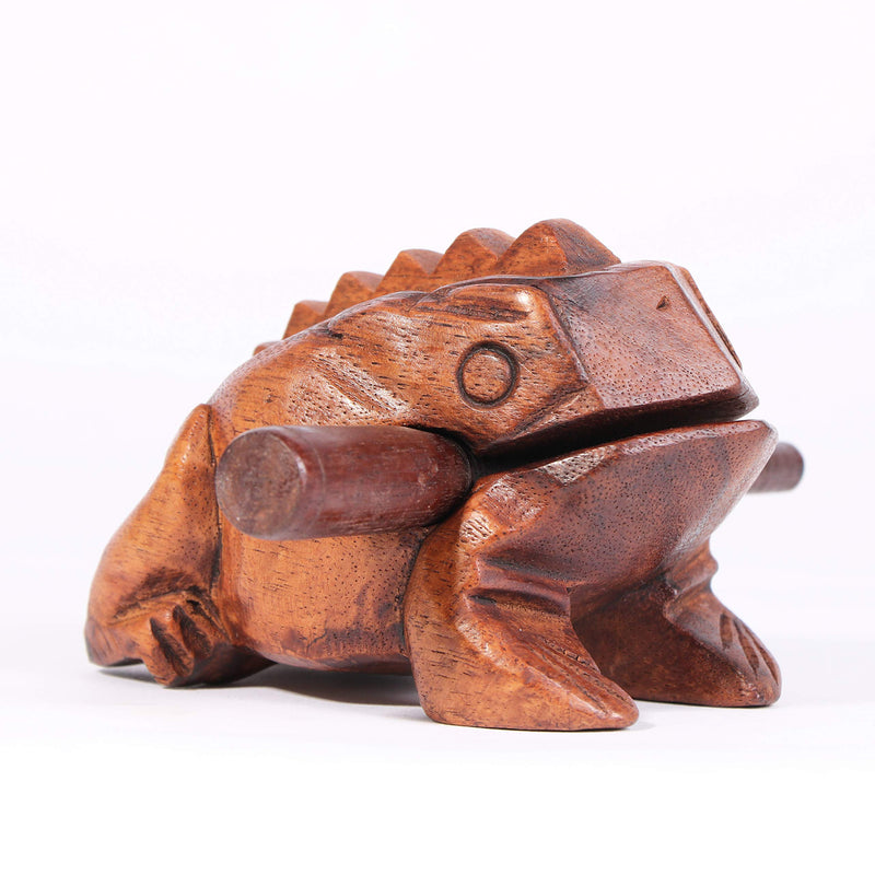 Large 6 Cm,Wood Frog Guiro Rasp Musical Instrument Tone Block Brown.Frog Animal Bird File Sound Wood Toy Musical Instrument (Large 6CM)