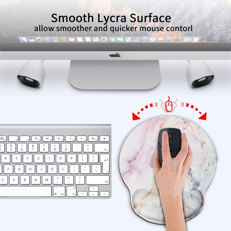 Galdas Mouse Pad with Wrist Support Ergonomic Mousepad Comfortable Non-Slip Rubber Base Mouse Pads for Computers Laptop Desktop (Pink Marble) Pink Marble