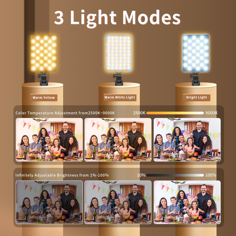 Youlisn Selfie Light for Phone, 60 LED Phone Light with Rechargeable Clip and Adjusted 3 Light Modes, 2000mAh Video Light for Phone iPad, Laptop, Makeup, TikTok, Selfie, Vlog, Video Conference Black