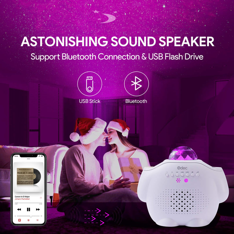 Odec Galaxy Star Projector, Night Light with Bluetooth Speaker and Nebula Galaxy LED Light and Voice Control Lamp for Valentine's Day Gift Baby Rooms Starlight Dinners Game Rooms Home Party Gift