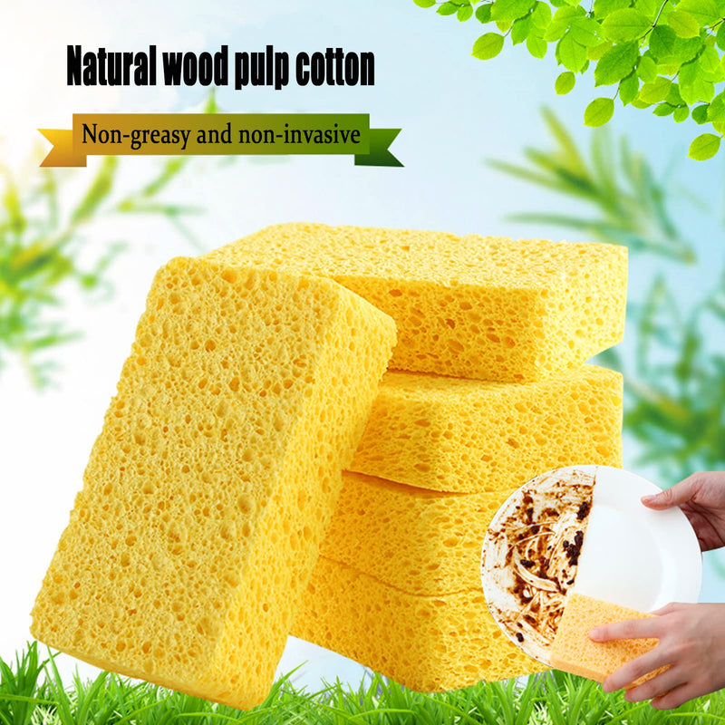 [AUSTRALIA] - Kitchen Sponges 6 pcs Multi-Use Heavy Duty Cellulose Scrub Sponge Dual-Sided Heavy Duty Cellulose Scrub Sponge Scratch Free Odor Resistant Easy to Dry and Reusable 4.3"x 2.8" x 0.8" 