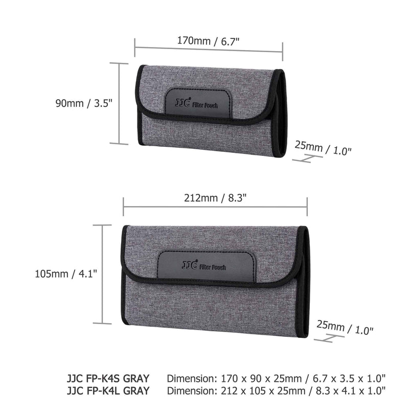 Camera Lens Filter Pouch Case 4 Pockets for Circular Filters Up to 58mm(37mm, 40.5mm, 49mm, 52mm, 55mm), Padded Elastic Interior Filter Holder Wallet Dustproof