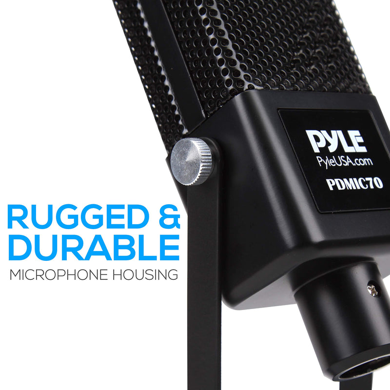 [AUSTRALIA] - Large Diaphragm Condenser Microphone Kit - Cardioid Condenser Mic w/Desktop Stand, LED, XLR Audio Cable, for Gaming, Streaming, Podcast, Recording, Studio Vocal, YouTube, Voice Over - Pyle PDMIC70 