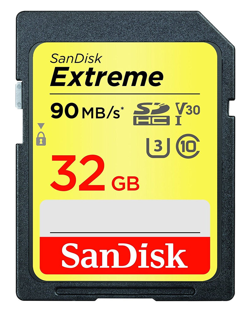 SanDisk 32GB Extreme Memory Card works with Panasonic Lumix ZS50, FZ80, DMC-LX10K, G7, DMC-TS30A,DC-ZS70S, GX85, DMC-FZ70 Digital DSLR Camera SDHC 4K V30 UHS-I with Everything But Stromboli Reader