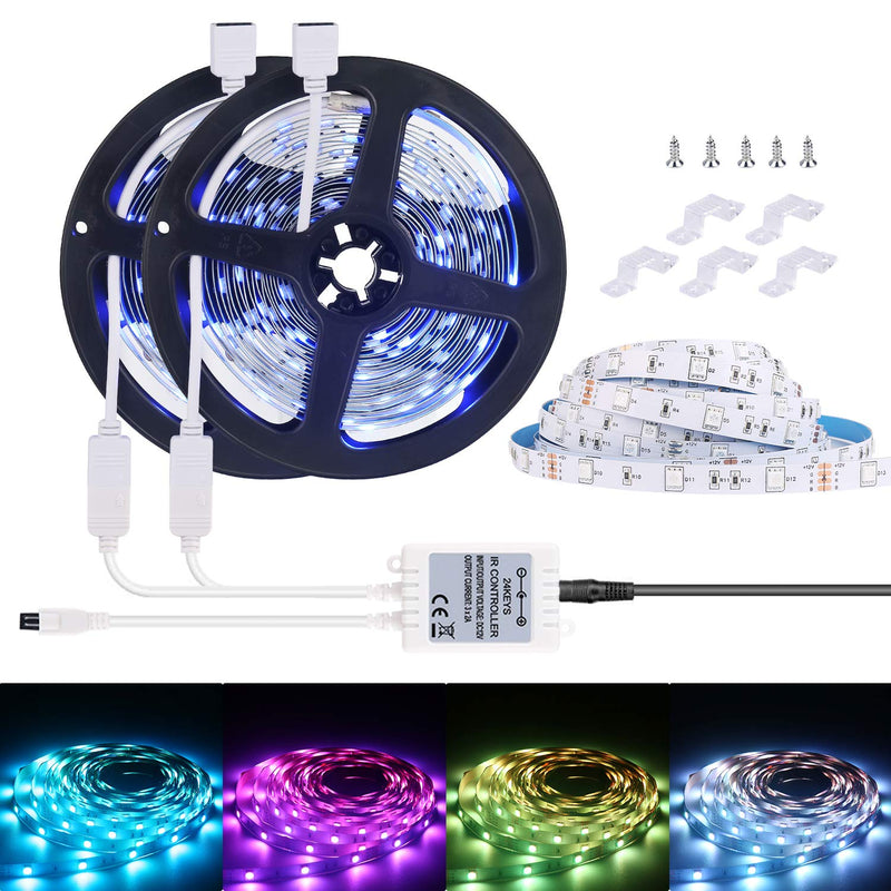 [AUSTRALIA] - LED Strip Lights Kit, ALED LIGHT LED Flexible Light Strip 32.8Ft/2x5M 5050 150LEDs Non-Waterproof RGB Strip Lighting with Remote DC 12V Power Supply for DIY/Christmas/Party/Decoration (2 Pack) 10m 300led 