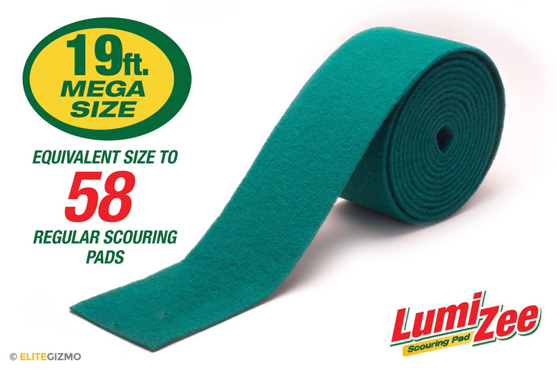 [AUSTRALIA] - Green Scrubbing Pad Roll 19ft Economy Size Medium Duty Abrasive Scrub Sponge scouring Pads 19ft x 6in x 0.3in (6m x 15cm x 8mm) Scrubby Tough Stains Cleaning Pans Dishes Stoves Bathroom Sinks Grills 