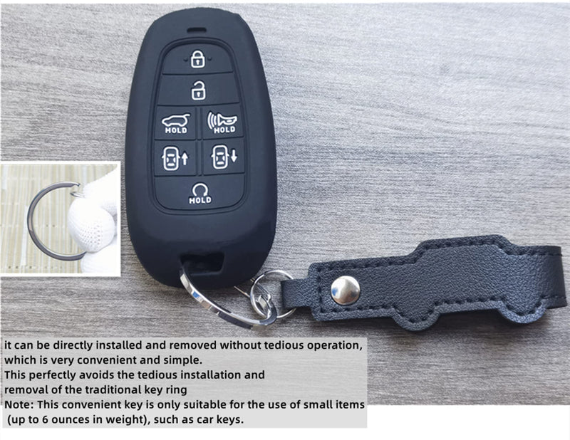 RUNZUIE 2Pcs Silicone Remote Key Fob Cover for 2019-2021 2022 2023 Hyundai Sonata Fe Nexo Tucson Palisade 7 Buttons (Black/Gray) Black/Gray