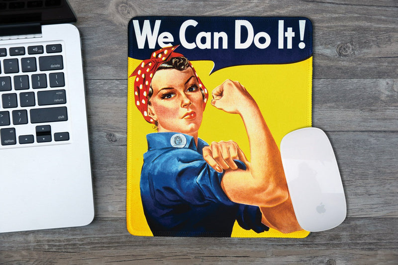 dealzEpic - Art Mousepad - Natural Rubber Mouse Pad with Famous Classic Vintage Poster Rosie The Riveter We Can Do It - Stitched Edges - 9.5x7.9 inches