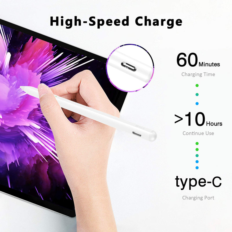 Uogic Stylus Pen for iPad, 2021 Model, Magnetic, Rechargeable, Palm Rejection, Compatible with Apple iPad Pro 11"/12.9" 2018/2020/2021, iPad 6th/7th/8th Gen, iPad Mini 5th Gen, iPad Air 3rd/4th Gen