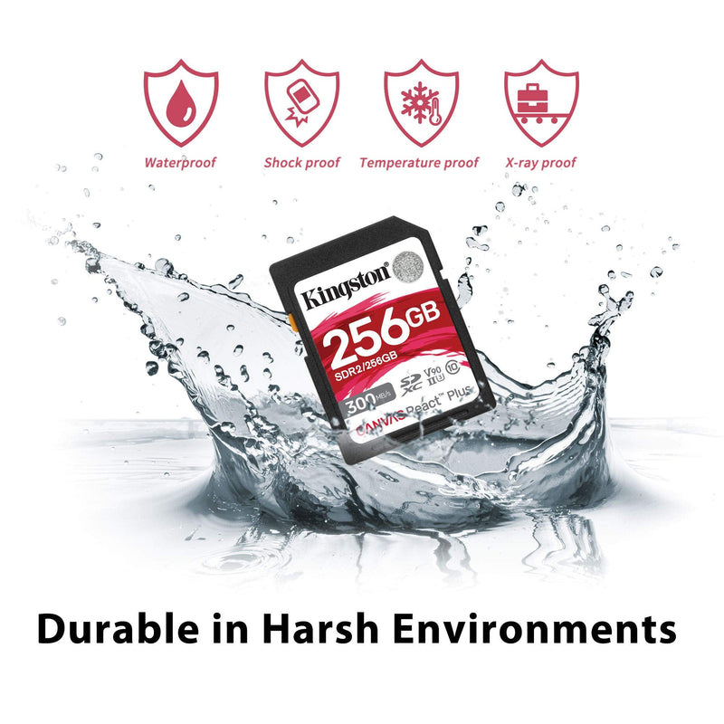 Kingston 64GB SDXC Canvas React Plus 300MB/s Read UHS-II, C10, U3, V90 Memory-Card (MLPR2/64GB) SD Card Fastest (Up to 300 MB/s) Single