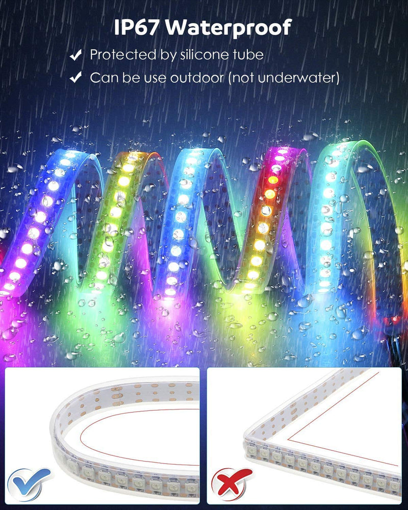 [AUSTRALIA] - WS2812B LED Strip,3.3ft Full-Color LED Strip Lights Individually Addressable,5050 RGB SMD 144 Pixels Dream Color Waterproof IP67 White PCB 5V DC for Home Bedroom Bar Decor Lighting 