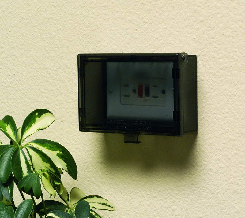 Arlington 60HC-1 Low Profile IN-AND-OUT Weather Proof Outlet Cover with Wall Plate for New or Existing Construction, Horizontal, Clear, 1-Pack