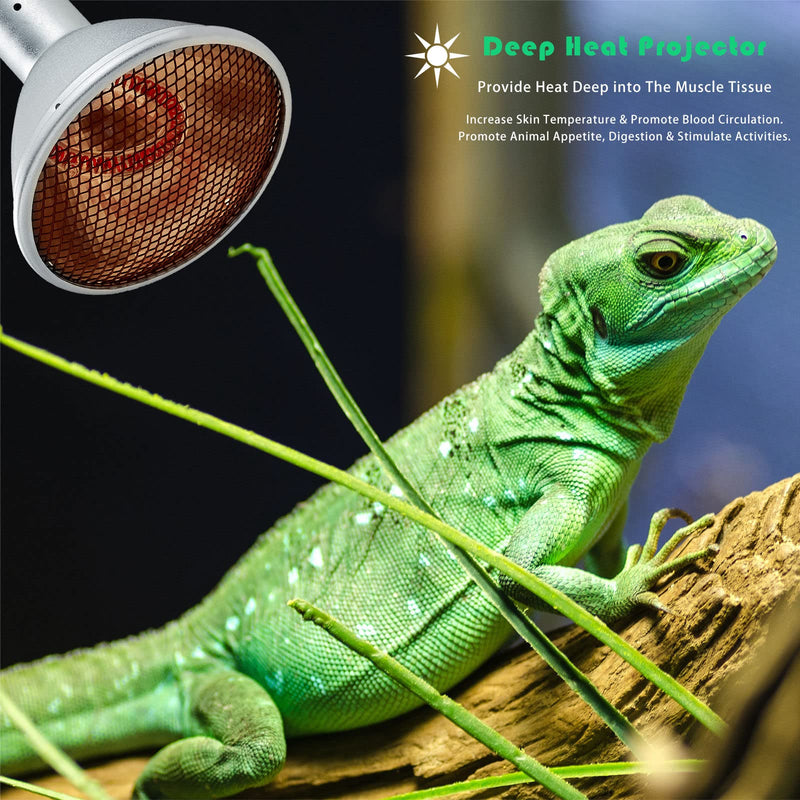 [AUSTRALIA] - Deep Heat Projector Reptile Heat Lamp (50W), Heater for Bearded Dragon & Leopard Gecko, Basking Light for Amphibian Pet 50.0 Watts 