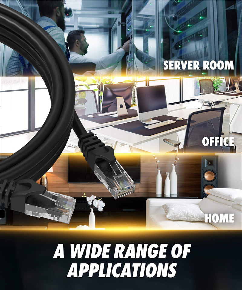 Cat6 Ethernet Cable, 8 Feet (10 Pack) LAN, utp Cat 6, RJ45, Network Cord, Patch, Internet Cable - 8 ft - Black