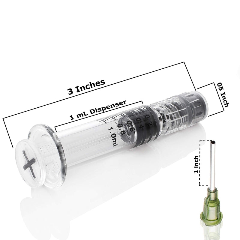 Kopperko 1 Pack (Single) Borosilicate Glass Syringe - 1ml Syringe, Heat Resistant Luer Lock Syringe - Glue Syringe for Use with Thick Liquids, Oils, Ink - Bonus 14GA Blunt Tip Non-Hypodermic Needles