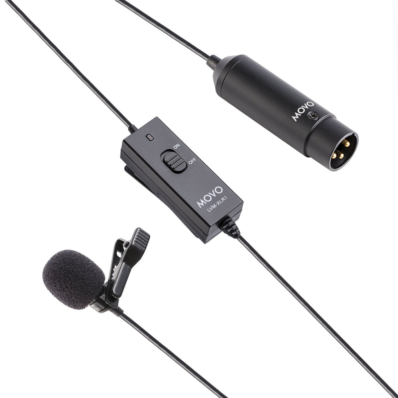 Movo LVM-XLR1 Self-Powered XLR Omnidirectional Lavalier Microphone for Mixers, Recorders, Camcorders and More