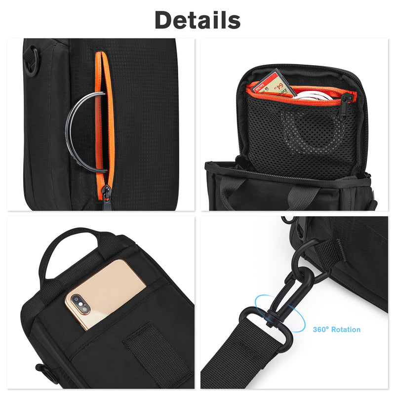S-ZONE Camera Insert Bag Waterproof Lens Cube Case Compatible with Nikon Canon Sony Fuji for SLR DSLR Mirrorless Lens Cables Accessories Black