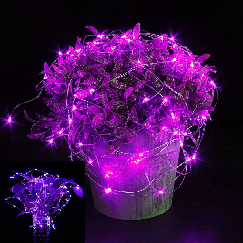 Zzmart String Lights, 14ft 40 LEDs Flexible Copper Wire LED String Lights CR2032 Battery Powered, Holiday Home Decorative LED Lights (1, Purple)