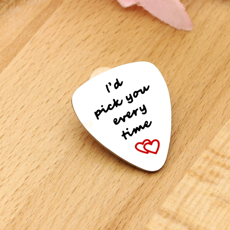 KENYG Musical Instruments Accessories I'd Pick You Every Time Guitar Pick Lover Couple Valentines Christmas Jewellery