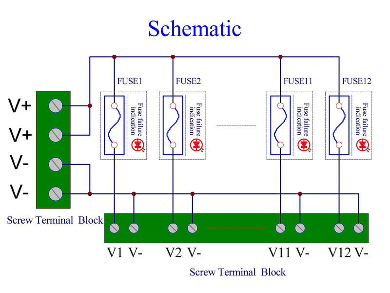 [AUSTRALIA] - DC Power Fuse Distribution Strip Module (12 Position, Screw Mount) 12 Position 