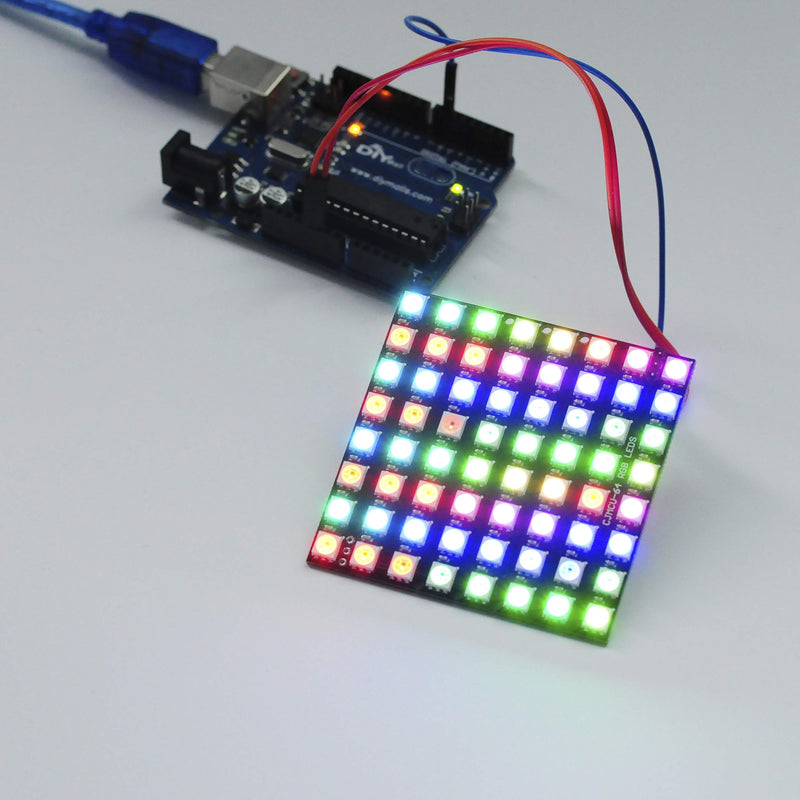 DIYmall 8X8 LED Matrix WS2812 5050 SMD RGB LEDs 64 Pixels LED Matrix with Inserted RGB Full Color Driver Board for Arduino