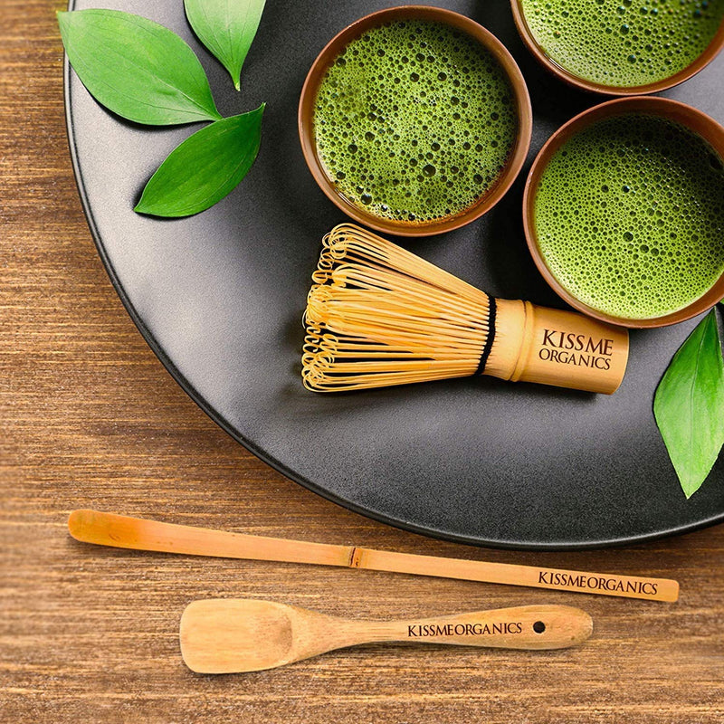 Matcha Whisk, Spoon, and Scoop - Matcha Tea Set - Perfect for a Traditional Cup of Matcha - Matcha Bamboo Accessories By Kiss Me Organics